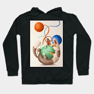 Cat playing with knitting ropes Hoodie